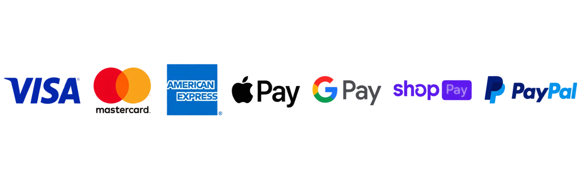 Accepted payment methods: Visa, Mastercard, Amex, Apple Pay, Google Pay, Shop Pay, PayPal